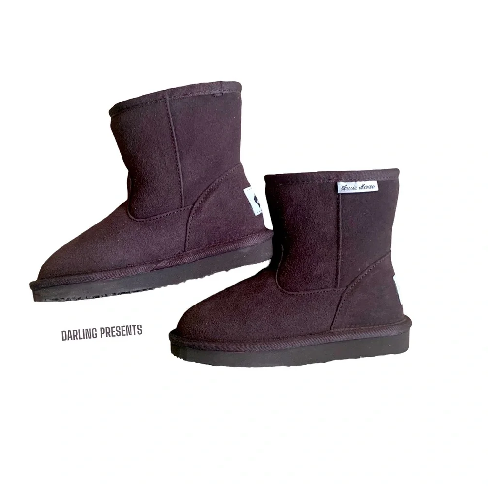 Aussie Merino Suede Boots Kids Color Brown Size Y11